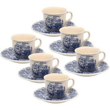 Conjunto de chá de porcelana vintage osso china xícara de café e pires  serviço de chá para adultos para aniversário de casamento : :  Cozinha