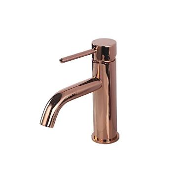 Imagem de Torneira de lavatório de bronze com suporte único, ouro rosa moderno, montagem em deck, água quente e fria, tipo misto, torneira de banheiro, ouro rosa