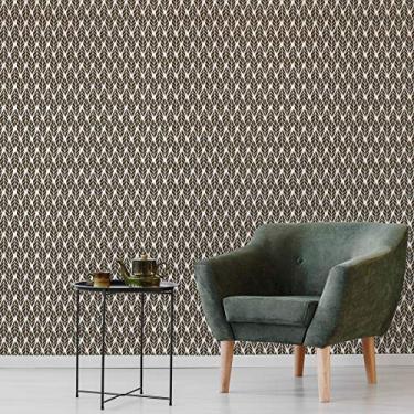 Imagem de Papel de Parede Folhas Marrom para Sala 57x270cm