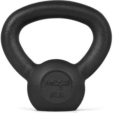 Imagem de Yes4All Kettlebell de ferro fundido sólido – Ótimo para treino de corpo inteiro e treinamento de força – Kettlebell 2,2 kg (preto)