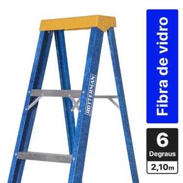 Imagem de Escada De Fibra De Vidro 6 Degraus + Patamar 2,10 M Americano Simples