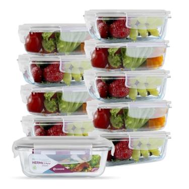 Imagem de Kit Conjunto 10 Potes Vidro Hermético Marmita Tampa 370ml