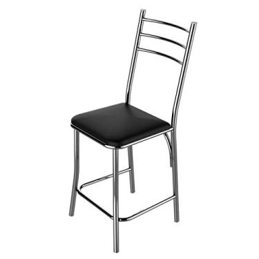 Imagem de Cadeira Cozinha Cromada Quadrada Genova Flape