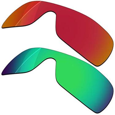 Imagem de RockShell Lentes polarizadas de reposição para óculos de sol Oakley Turbine Rotor OO9307 - Vermelho Lava + Verde Python