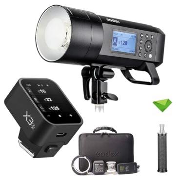 Imagem de Godox AD400 Pro Flash AD400Pro com gatilho de flash com tela sensível ao toque Godox X3-S, GN72 TTL Monolight, 1/8000 HSS, sistema 2.4G, tempo de reciclagem de 0,01-1s para câmeras Sony