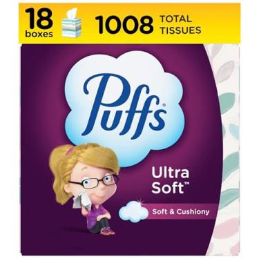 Imagem de Puffs Lenços faciais ultra macios, 18 cubos, 56 lenços faciais por caixa
