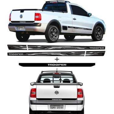 Imagem de Kit Saveiro Trooper 2012 2013 Faixa Traseira e Lateral Preto - SPORTIN