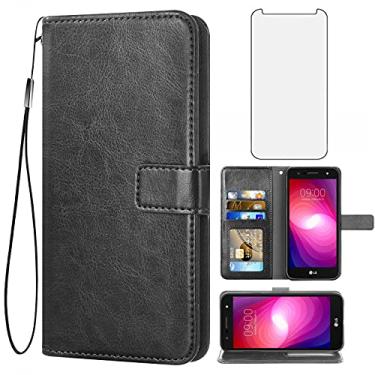 Imagem de Asuwish Capa carteira compatível com LG X Charge/Fiesta 2 LTE/X Power 2/X5/LV7 com protetor de tela de vidro temperado, capa flip de couro, suporte para cartão, capas para celular para LG-M322 XPower