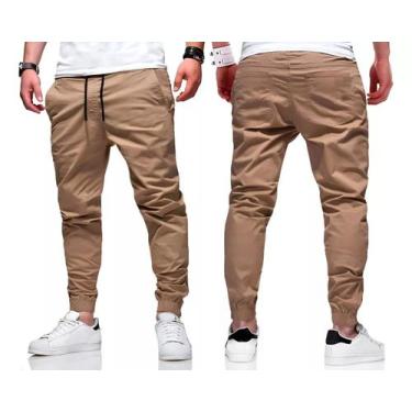 Imagem de Calça Masculina Jogger Sarja  Jeans Camuflada  Com Punho Elástico Elás