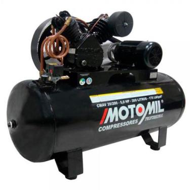Imagem de Compressor de Ar 20 pés 5,0 HP 200 Litros Trifásico 220/380V Motomil