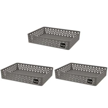 Imagem de Kit 3 Cesto Organizador Rattan Multiuso Armário Gaveta Lavanderia G (3