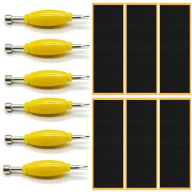 Imagem de SquEqu 12 Pack Fingerboard Grip Tape Sticky Foam Sticker Replacement + Screwdriver Standard Tool Nut Driver for Finger Skateboards Skater Mini Board Tech Decks Repair Parts