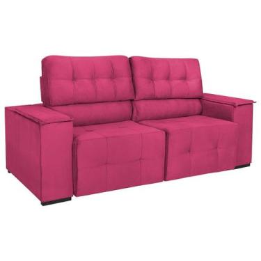 Imagem de Sofá Cama Retrátil Sala Vicenza 175cm Suede - Doce Sonho Móveis, Pink