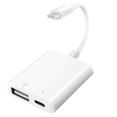 Imagem de Adaptador de câmera Lightning para USB com porta de carregamento para iPhone, cabo USB 3.0 fêmea OTG para iPad para conectar leitor de cartão USB Flash Drive U Disk Microfone Teclado Mouse Hubs Midi