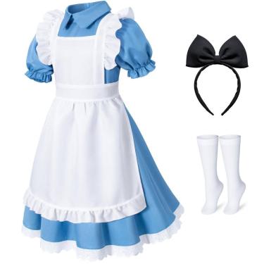 Imagem de Traje de cosplay Irtysh Girl, vestido azul, avental branco, Halloween