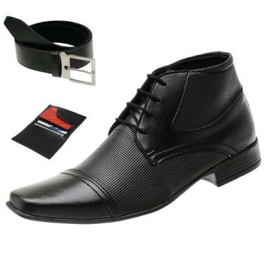 Imagem de Bota Coturno Social Masculino Acabamento Nobre Siroco Preto Leve e Mac