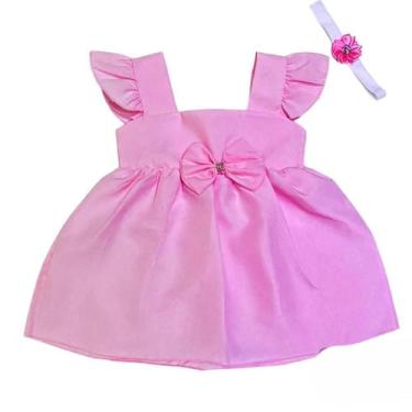 Imagem de Vestido Infantil Bebê Menina Luxo com Tiara - Link SA Store, Rosa clar