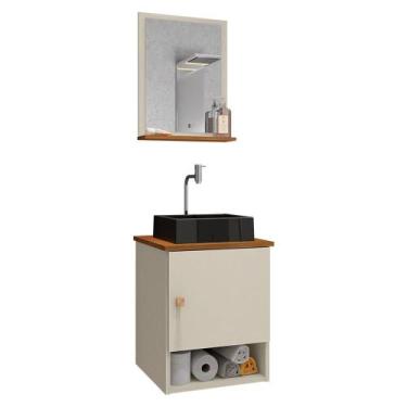 Imagem de Gabinete Arm Banheiro Lima 1 Porta com Cuba Tulipa Preta - Loja DoceLa