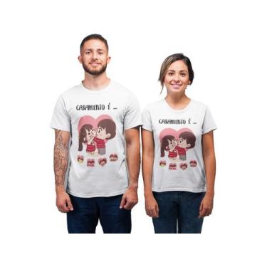 Imagem de Kit Camiseta Casal Dia dos Namorados Noivos Casados Branca - Del Franc