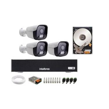 Imagem de Kit 3 Câmeras Segurança Full Color Importada  Dvr Intelbras C/Hd
