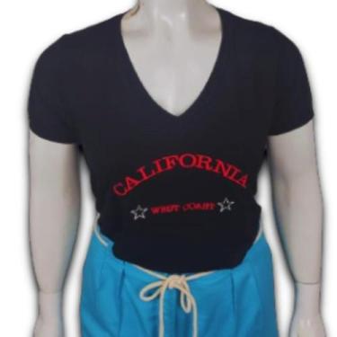 Imagem de Blusa Feminina Gola V e Estampa Bordado a Maquina Califórnia Plus Size