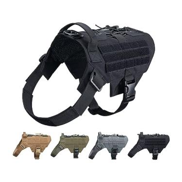 Imagem de EXCELLENT ELITE SPANKER Peitoral tático para cães militar, ajustável, sem puxão, de patrulha militar, colete para treinamento e caça (BLK-M