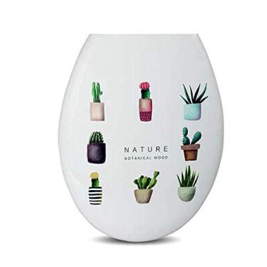 Imagem de Assento de vaso sanitário fácil de montar, belo design impresso, tampa de vaso sanitário espessada, painel universal tipo U PP para plantas de banheiro