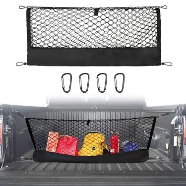 Imagem de Rede de carga estilo envelope compatível com Toyota Tacoma 2005-2024, rede de carga de cama de caminhão altamente elástica com bolsa de armazenamento - mosquetões resistentes - elástico atualizado de