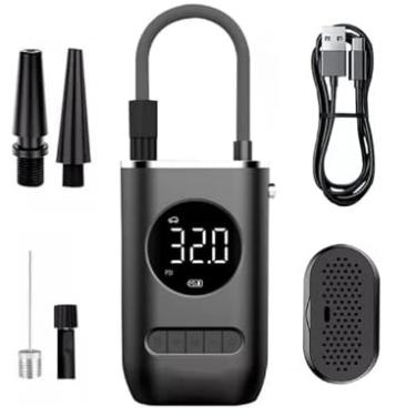 Imagem de Compressor de Ar Digital Portátil, 2000mAh, Bomba Elétrica sem Fio com Display LED para Pneus de Carro, Moto e Bicicleta