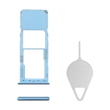 Imagem de BESJMYT Substituição da bandeja do cartão SIM para Samsung Galaxy A32 (versão SIM único) Incrível adaptador de suporte de slot de bandeja de cartão azul com ejetor de agulha para A32 SM-A325F