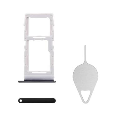 Imagem de BESJMYT Substituição da bandeja do cartão SIM para Samsung Galaxy A71 5G (versão SIM único) Cubo prisma preto suporte suporte slot bandeja cartão adaptador com ejetor de agulha para A71 5G SM-A716U