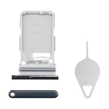 Imagem de BESJMYT Substituição da bandeja do cartão SIM para Samsung Galaxy S21 Ultra 5G (versão SIM único) Phantom Navy Card Slot Suporte adaptador com ejetor de agulha para S21 Ultra 5G SM-G998U SM-G998U1