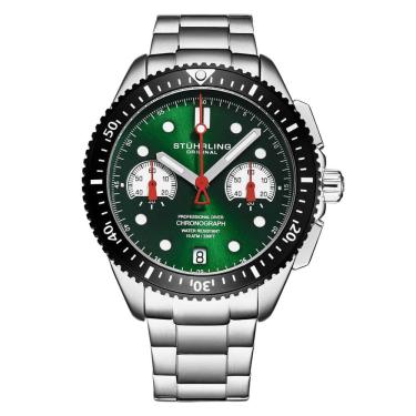 Imagem de Relógio Masculino Stuhrling Velocity 4016 Quartzo 42mm com Cronográfo, Prata e Verde