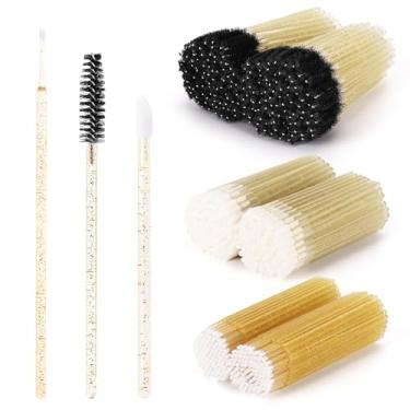 Imagem de Tbestmax Kit de Suprimentos para Extensão de Cílios com 600 Peças, 200 Carretéis, Varinhas de Rímel Descartáveis, 200 Pincéis para Lábios, 200 Micro Cotonetes, Pincéis para Cílios Amarelos, Ferramenta