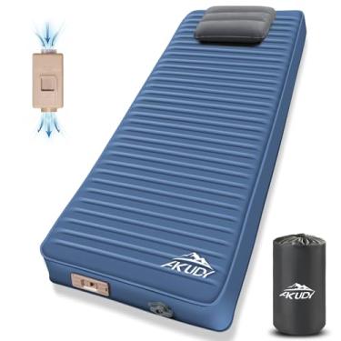 Imagem de AKUDY Almofada de dormir autoinflável para acampamento com bomba elétrica embutida, colchão de acampamento de espuma para barraca, viagem de carro e uso interno, colchão de berço