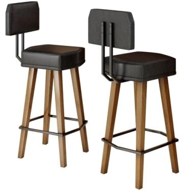 Imagem de Kit 2 Banquetas para Balcão de Cozinha Bancada Área Gourmet Estilo Industrial de Ferro Moderna Reforçada MOBLAN decor (Preto, 70cm)