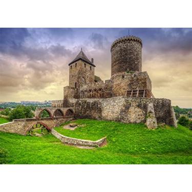 Imagem de BELECO Tecido de 3 x 2,4 m Castelo Medieval Polônia Cenário Fotográfico Castelo Będzin Cenário Pôr do Sol Antiga Fortaleza Antiga Torre de Pedra Europeia Arquitetura Gótica Patrimônio Histórico