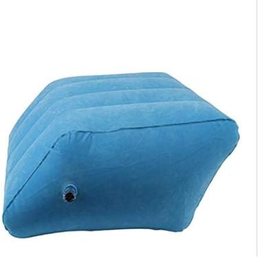 Imagem de Descanso inflável portátil do pé da perna da cunha da elevação para dormir o coxim do apoio do joelho entre as pernas, azul