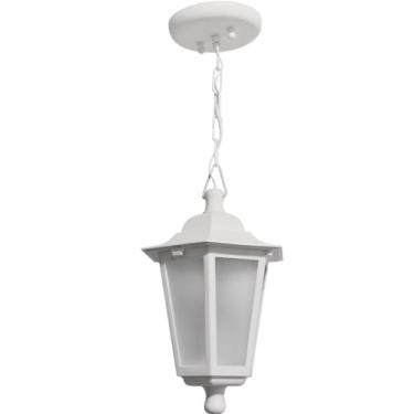 Imagem de Pendente Colonial Externo Branco Luminária de Teto Lustre Clássico Lente Fosca Dital Grega