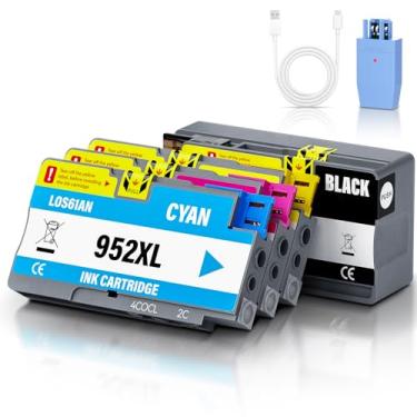 Imagem de Osinkjet Pacote combo de cartuchos de tinta 952XL com Mini 2.0 compatível com impressoras HP Officejet Pro 8710 7720 7740 8715 8720 8730 8740 8210 (pacote com 4, BK C M Y)