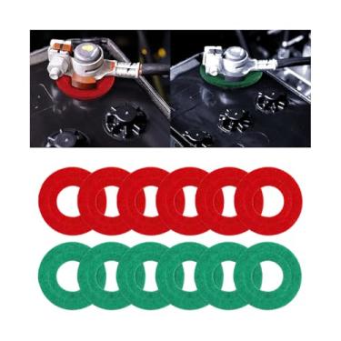 Imagem de Bittwee Arruelas de terminal de bateria de carro, protetor de terminal de bateria de veículo de fibra de 12 peças, acessórios automotivos de vedação de feltro para calços de poste de prevenção,