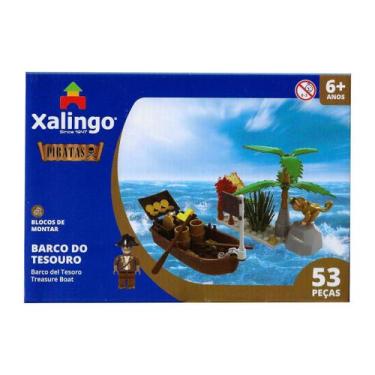Imagem de Blocos De Montar Piratas Barco Do Tesouro 53 Peças - Xalingo