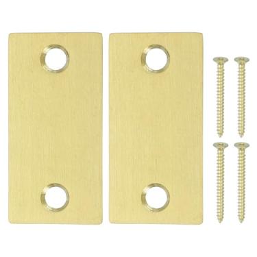 Imagem de PATIKIL Placa de bloqueio de fechadura de 2,8 cm x 5,7 cm, conjunto de 2 placas ajustáveis com parafusos de aço inoxidável para fechaduras eletrônicas Placa de segurança doméstica e de aluguel, ouro