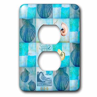 Imagem de 3dRose lsp_79384_6 Aqua Beach Seashell Colagem Art Plug Outlet Cover