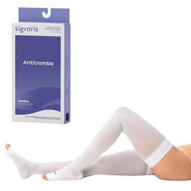 Imagem de Meia De Compressão Coxa Antitrombo 7/8 Branca Elastica Sigvaris Pos Ci