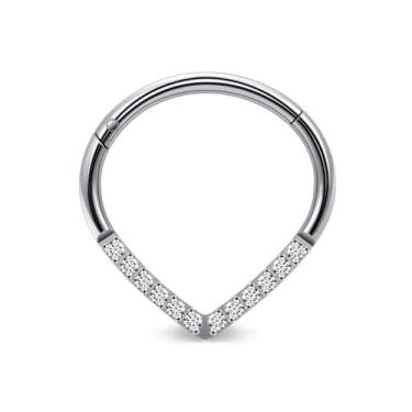 Imagem de Ruifan 20G 18G 16G Anéis de nariz de titânio para mulheres gota opala CZ clicker articulado septo nariz anel lábio hélice cartilagem argola brinco daith torre concha corpo piercing jóias para mulheres