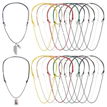 Imagem de PH PandaHall 20 colares de cordão de couro de 10 cores, colares ajustáveis de 38 a 76 cm com nó duplo, semi-corda, gargantilha de praia, surfe, para mulheres, homens, fabricação de joias, Couro bovino