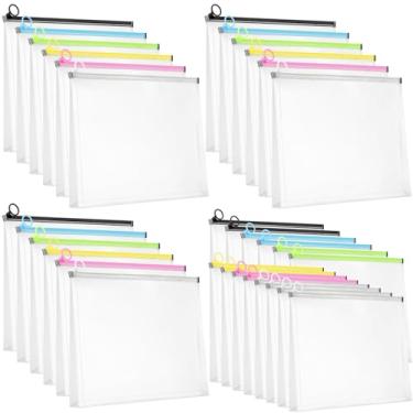 Imagem de Yexiya 30 envelopes de plástico transparente com zíper A4 pasta de documentos tamanho carta pasta de arquivo expansível para armazenamento de lápis de papel, material de escritório, 33 x 24 cm (cores