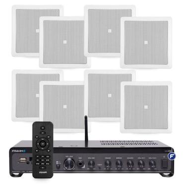 Imagem de Kit Som Ambiente Bluetooth Jbl 8 Arandelas de Embutir Teto Conexão Com