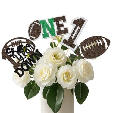 Imagem de KEWUFD Football 1st Birthday Party Decorations 1st Year Down Centerpieces Sticks Baby Shower Sport Theme First Birthday Party Decor Sign 12PCS